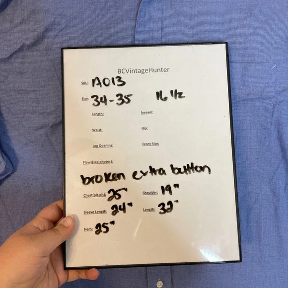 Tommy Hilfiger Men's Blue Gingham Button Down Shirt Size 16 1/2 34-35 Cotton - Picture 5 of 9